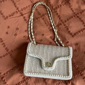 Elegant Cream Woven Handbag